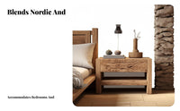 substantial Block Bedside Table Wabi-Sabi Aesthetic Nightstand Minimalist Design Easy to Clean for Homestay