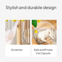 Space Capsule Cat Tree with Scratching Post and Toys