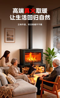 家用烧木柴铸铁真火壁炉农村冬天民宿别墅客厅室内取暖炉烧柴火炉
