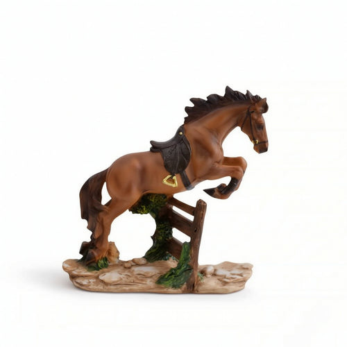 Horse Statue with Fence Base Realistic Decor Textured for Office, Collectors