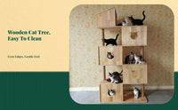 Wood cat tree with condo