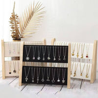 Double-Tier Jewelry Stand Sturdy Wood Frame Wooden Necklace Rack Desktop Jewelry Organizer Space Saving Earring Display Rack
