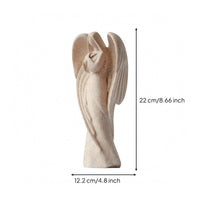 Sandstone-Finish Angel Figurine Curved Plumage Resin Angel Figurine Calm Pose