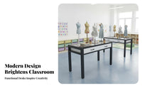 Kindergarten Drawing Table Spacious Desktop Kids Crafting Table and Chair Set Child-Centered Influenced for Students, Preschoolers, Childcare Center