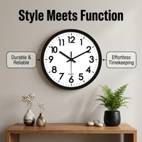 Wall Clock Silent, Battery Operated Movement, Home Living Room Bedroom, Round Acrylic Dial, Modern Casual, Pointer Digital Display