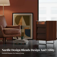Nightstand with Storage Retro Design Bedside Table Space-Saving for Homeowners