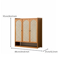 Multi-Layer Shoe Rack Removable Shelves Entryway Cabinet with Doors Open Bottom Shelf Rattan Footwear Storage Unit for Hallway