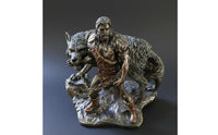 Viking-Era God Tyr Statue Antique Look Viking-Era God Statue Tyr and Mythic Wolf Figurine Hand-Painted Intricacies Viking
