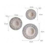 3 Pieces Round Wall Basket Handwoven Woven Wall Basket Natural for Cafe