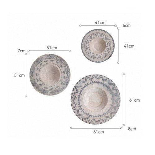 3 Pieces Round Wall Basket Handwoven Woven Wall Basket Natural for Cafe
