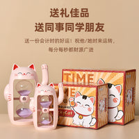 Lucky Cat Hourglass Glass Timer Handmade Modern Minimalist Ornament Personal Gift Premium Hourglass Ornament