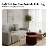 Round Tassel Footstool Nordic Style Upholstered Round Stool Breathable Textile Tasseled Vanity Seat for Bedroom