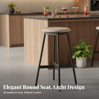 Round Backless Stool Nordic Design Bar Chair Minimalist Design for Pub, Counter
