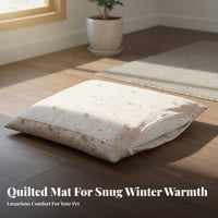 Winter Warmth Washable Dog Mat Thick Cotton Filling Dog Sleeping Pad Cartoon Print for Crate, Indoors, Living Room