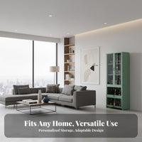 Beverage Bar Cabinet Large Capacity Spirits Storage Cabinet Modern Beverage Display Rack Sturdy Bamboo Construction Transparent Acrylic Doors Suitable for Entertainers Homeowners Living Room Kitchen