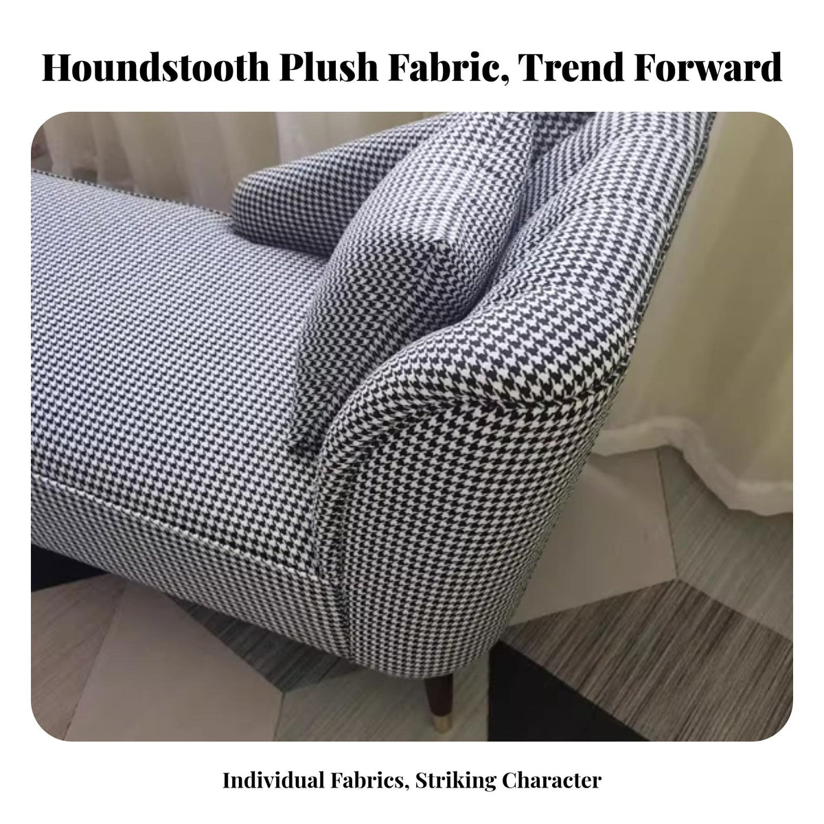 Modern Minimalist design Houndstooth Pattern Chaise Light Luxury Design Daybed Space-Saving Lounge Chair Ergonomic contour for Apartment Dwellers, Homeowners, Book Lovers, Living Room, Small Apartments, perusing corner, Home Office