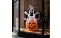 Spooky Inflatable Ghost with Pumpkin Cute Halloween Inflatable Ghost Funny Yard Decoration Indoor for Lawn