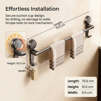 Towel Bar for Washroom & Shower Room, Double Rack Bathroom with Strong Suction Cup No Drill, Space Aluminum Storage Drying for Homeowners