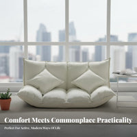 Foldable 2-Seater Floor Sofa Converts to Bed Fold-Expandable Mattress Couch Space-Saving Adjustable Backrest for Young Adults
