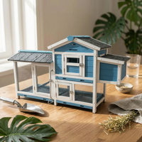Wooden Small Pet Hutch Front-Opening Doors Small Pet Hutch Metal Latches Animal Habitat for Garden