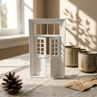 1:12 Scale Dollhouse Door Pane-Style Two Panel Toplight Door Rectangular Frame