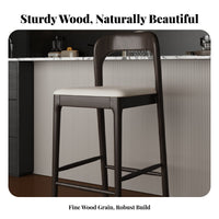Wooden Bar Stool with supportrest Modern Minimalist Upholstered High Seat with support Support Comfortable Seating Easy to Clean