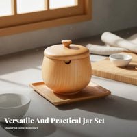 Seasoning Jar Keeps Seasonings Japanese Design Container Easy to Clean Wooden Seasoning Container for Dining Table