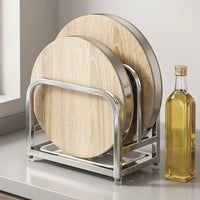 Cutting Board and Pot Lid Holder, Thickened Silver Steel, Hygienic Kitchen Drainer, Multifunctional Countertop Organizer