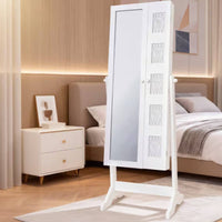 Mirror Jewelry Armoire Double Use Jewelry Cabinet Household Furniture Easy to Organize for Boutique