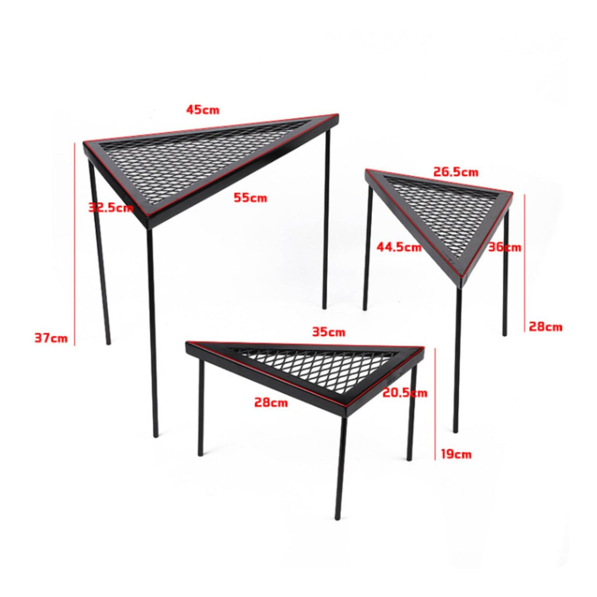 3 Pieces Triangular Mesh Table Easy to Drain Camping Grill Rack Heavy Duty