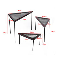 3 Pieces Triangular Mesh Table Easy to Drain Camping Grill Rack Heavy Duty