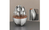 24 Pieces Cutlery Organizer with Wooden Top Modern Tabletop Utensil Organizer