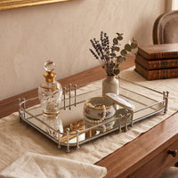 Geometric Metal Mirror Tray Decorative for Living Room and Dining Room