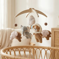 Crystal Velvet Animal Crib Mobile with Elephant and Fox