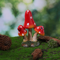 Resin Toadstool Sculpture Whimsical Design Red Toadstool Figurine Vibrant Colors
