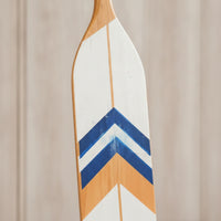 Decorative Wooden Paddle with Chevron Accents Nautical Paddle Wall Decor Coastal Wooden Oar with Geometric Design Beach for Cabin, Entryway