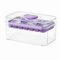 Ice Cube Tray with Lid and Bin Rectangular Container Manual for Freezer