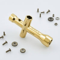 Gold Finish Mini Cross Wrench Hexagonal Openings Four-Way Socket Wrench Metal Hex Socket Spanner Compact Size