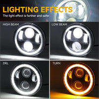 5.75 Inch Harley Wrangler Motorcycle Headlight, Full Round 4 Beads 60W with Angel Eye