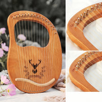 Wooden 16-String Lyre Harp Plucked Lyra Harp Metal 16-String Lyre Rounded Edges for Casual Performance