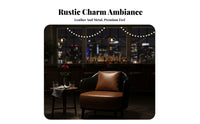 Long-Lasting Iron Frame Industrial Design Booth Sofa High-Density Foam Cushion Sintered Stone Top Table Easy to Clean PU Leather Loveseat Scratch Resistant for Cafe Owners, Bar Managers, Interior Designers