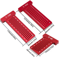 Aluminum Alloy Woodworking Marking Ruler 100mm T-Type Hole Ruler