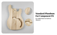 Pre-Drilled Holes PB Bass Body Blank Routed Cavities Unfinished Bass Body Blank Natural Wood Grain Instrument Part for Luthiers, Home Workshop