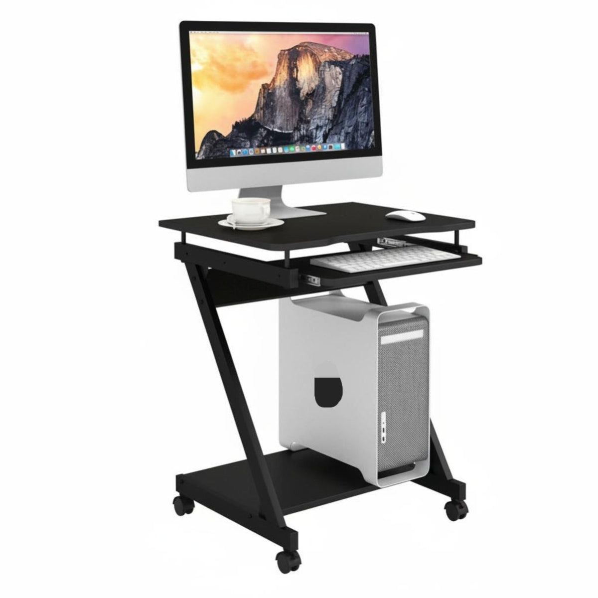 Wheeled Laptop Desk Movable Design Overbed Table Sturdy Construction for Bedroom