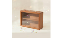 Wooden Tabletop Cabinet with Drawer Dustproof Display Cabinet with Drawers 2-Tier Figure Display Box Compact for Collectors