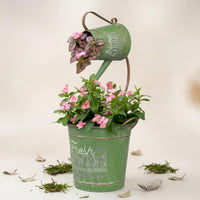 Vintage Metal Planter Decorative Home Decoration Distressed Paint for Patio