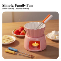 Chocolate Fondue Set Japanese Design Ceramic Melting Pot Ceramic Chocolate Melter Tea Candle Powered Tealight Fondue Warmer