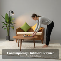 4 Pieces 4-Piece Woven Sofa set Handwoven Design 4-Piece Sofa and Table Set Weather-Resistant Water pads