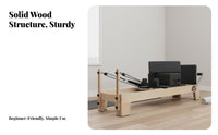 5 Pieces Pilates Reformer Bed Adjustable Resistance Pilates Reformer Machine Solid Wood Frame Core Training Bed for Adults, Gym, Recovery Center