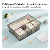 Divided Underwear Box transparent Lidded Compartment container Transparent View